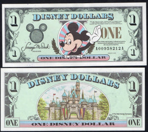 Disneyland Disney $1 Dollar Mickey Mouse 1998 A - A, AA021 - ArabellaBanknotes.com